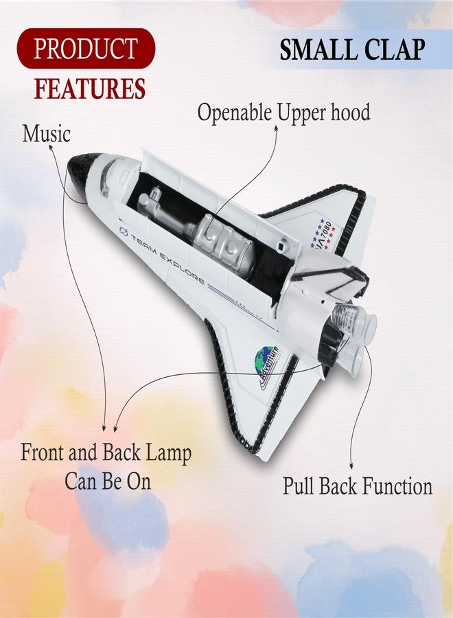 SMALL CLAP® Sonic Spacecraft Orbital Flight Vehicle| Pull Back Function | Openable Cargo Door| Human Voice & Rocket Firing Sound| Flasiing Cockpit & Rocket Exhaust Spacecraft for 3+Age (White) - Image 2