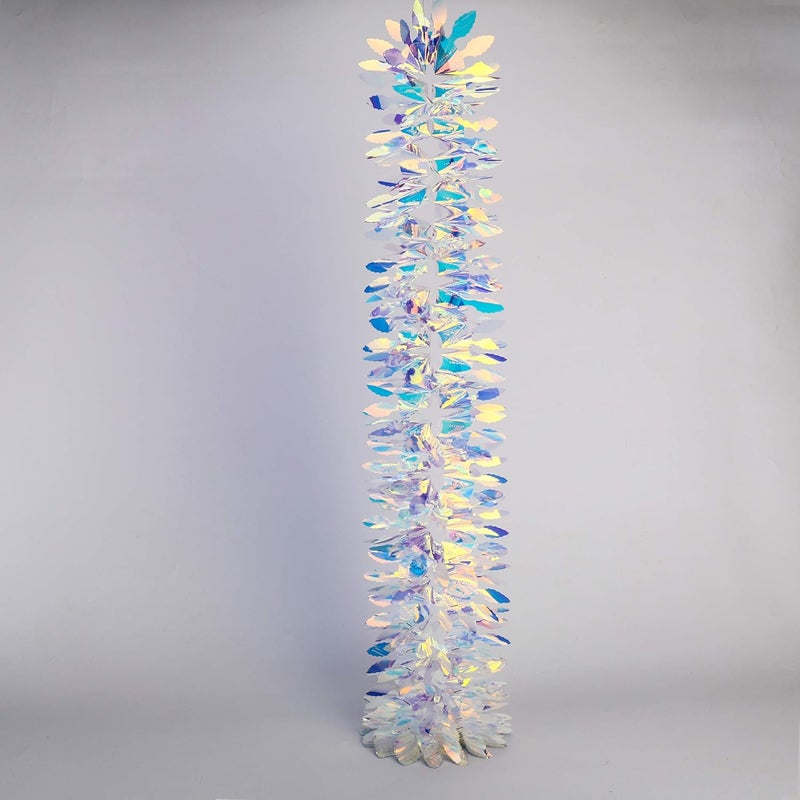 Blukey Iridescent Hanging Decorations Garland, 6ft Long Roll Shiny Foil Metallic Banner for Christmas, Bridal Shower, Wedding, Birthday, Frozen Theme Party, Fairy Princess Rainbow Show Decoration - Image 4