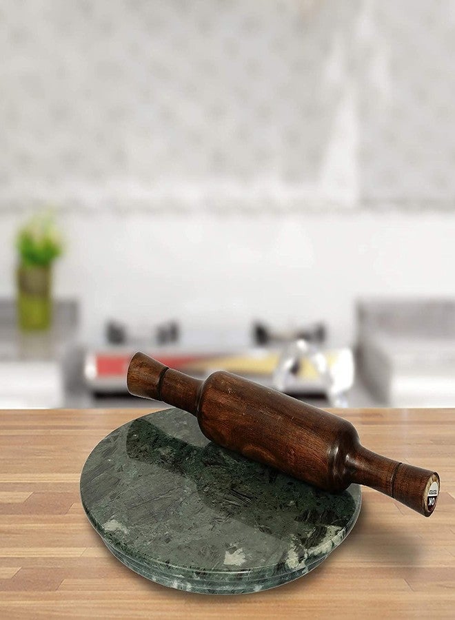 Ateer Green Marble Chakla and Wooden Belan for Home and Kitchen - Image 2