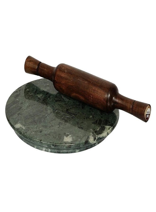Ateer Green Marble Chakla and Wooden Belan for Home and Kitchen - Image 1