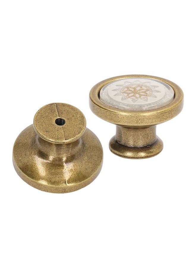 Thoraya 2 Sets Antique Furniture Hardware Handle Knob Zinc Alloy Round Single Hole Cabinet Door Handle Copper White  - Image 3
