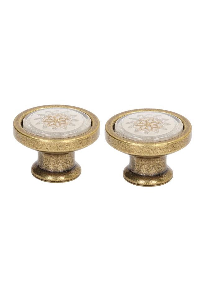 Thoraya 2 Sets Antique Furniture Hardware Handle Knob Zinc Alloy Round Single Hole Cabinet Door Handle Copper White  - Image 4