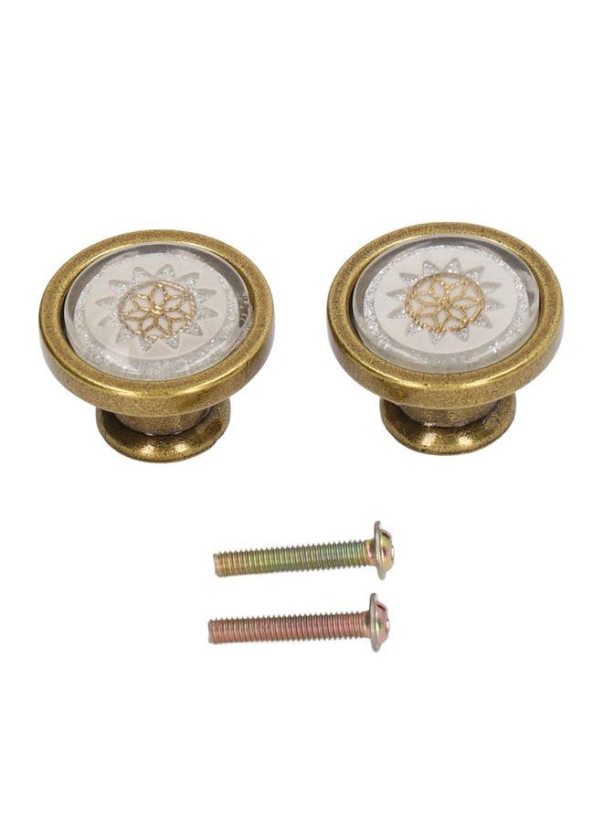 Thoraya 2 Sets Antique Furniture Hardware Handle Knob Zinc Alloy Round Single Hole Cabinet Door Handle Copper White  - Image 1