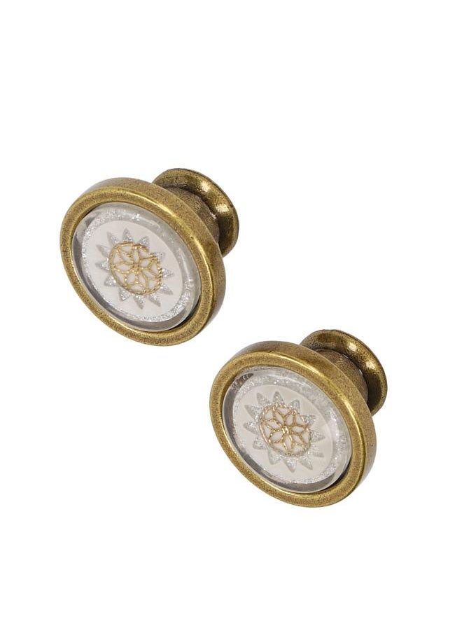 Thoraya 2 Sets Antique Furniture Hardware Handle Knob Zinc Alloy Round Single Hole Cabinet Door Handle Copper White  - Image 2