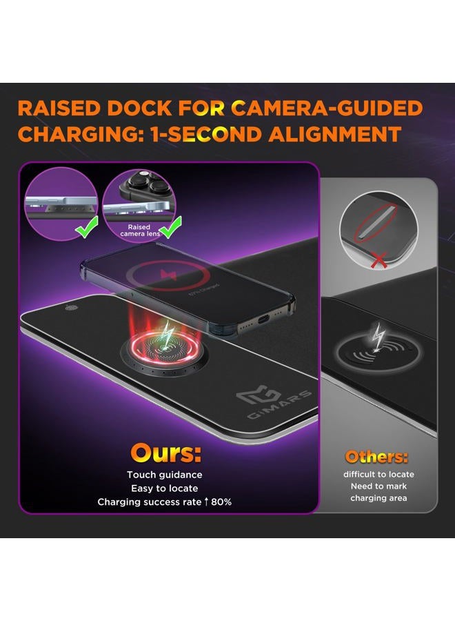 Gimars Upgrade RGB Mouse Pad with 15W Fast Wireless Charging, Extened Large LED Gaming Mouse Pad with 10 Colors LED Light, Premium Smooth Surface, Non Slip Mouse Mat for Gaming, Desks, PC, Office - Image 4