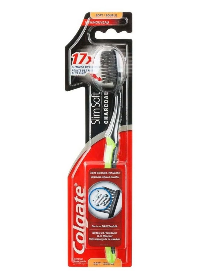 Colgate Colgate Slim Soft Charcoal Toothbrush multicolour plus Crest 3D White Whitening Therapy With Charcoal Deep Clean 75Ml - Image 2