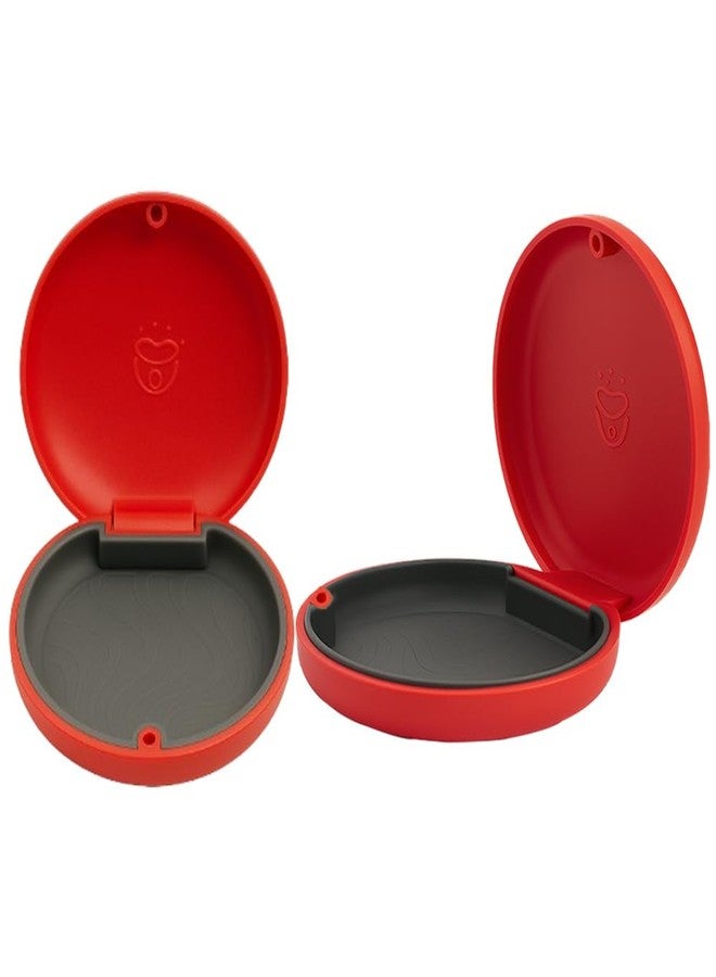 Dentosmile Slim Aligner Case/Aligner and Retainer Case/Dental Orthodontic Retainer Box - Red Colour with Silicone Layer and Cotton Bag Carry Case - Image 5