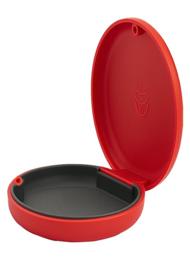 Dentosmile Slim Aligner Case/Aligner and Retainer Case/Dental Orthodontic Retainer Box - Red Colour with Silicone Layer and Cotton Bag Carry Case - Image 1