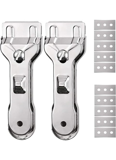 promass Glass Scraper Cleaning Scraper Non Scratch Suitable for Glass Ceramic and Induction Cooktops Perfect for Electric, Halogen, Induction Hob & Tough Stain (2 Hob Scraper with 10 extra blades)