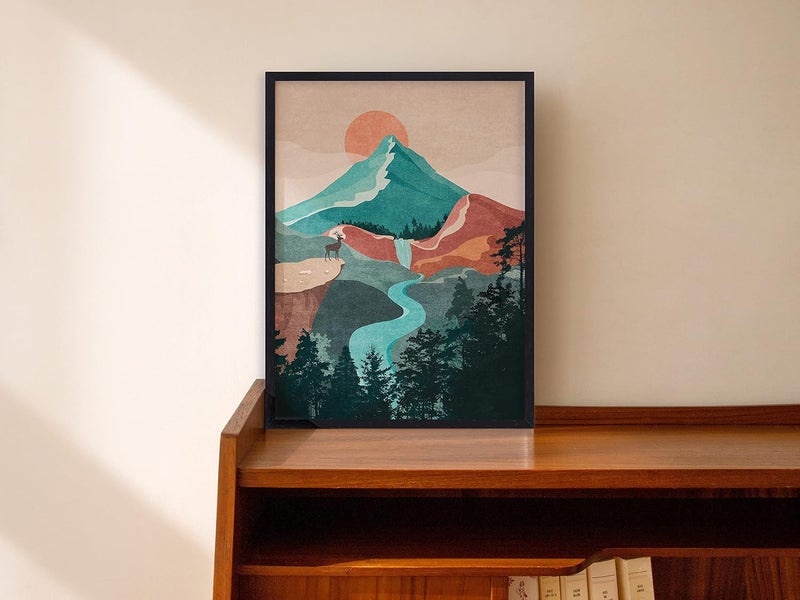 QUOTE - UNQUOTE ART QUOTE UNQUOTE ART Aesthetic Nature Wall Art Modern Minimalist Landscape Framed Mountain Print for Bedroom 13x17 inches Black Frame - Image 3
