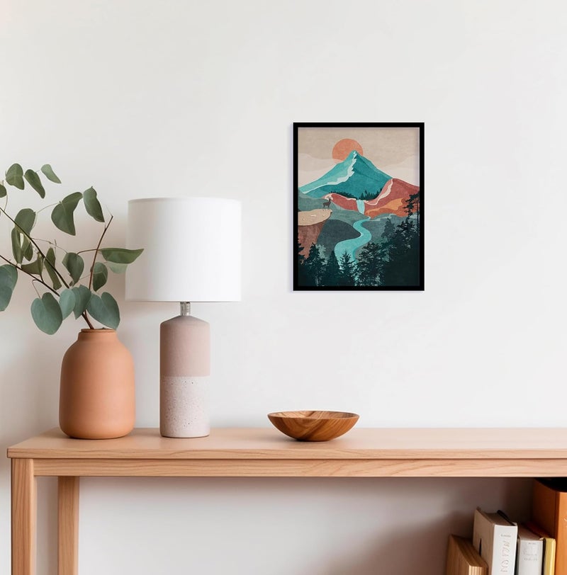 QUOTE - UNQUOTE ART QUOTE UNQUOTE ART Aesthetic Nature Wall Art Modern Minimalist Landscape Framed Mountain Print for Bedroom 13x17 inches Black Frame - Image 4