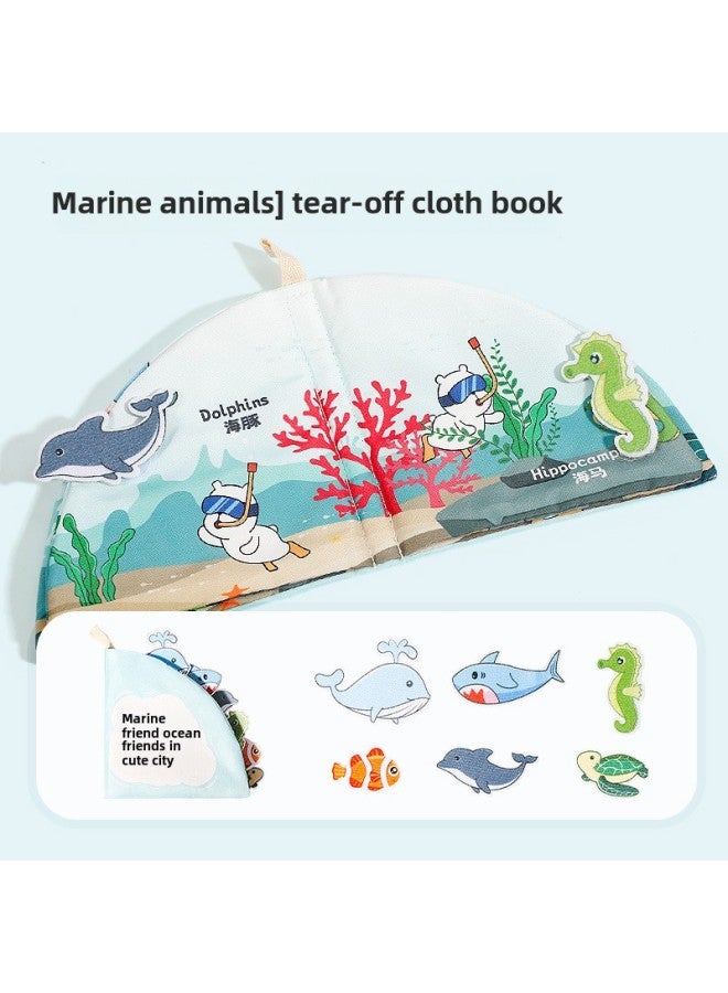 Baby Tear Book Baby Cloth Book Matching Quiet Book Tear Washable Fabric 1 Cartoon Velcro 2 Toy-Color:Tearable Patch Book  - Image 1