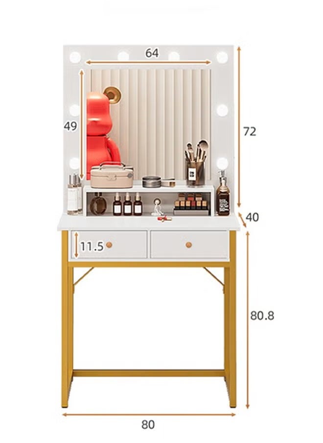 FLYROAD Modern Simple Bedroom Makeup Table with LED Mirror, Drawer Storage and Multi-Tier Shelves, 153*80*40  - Image 2