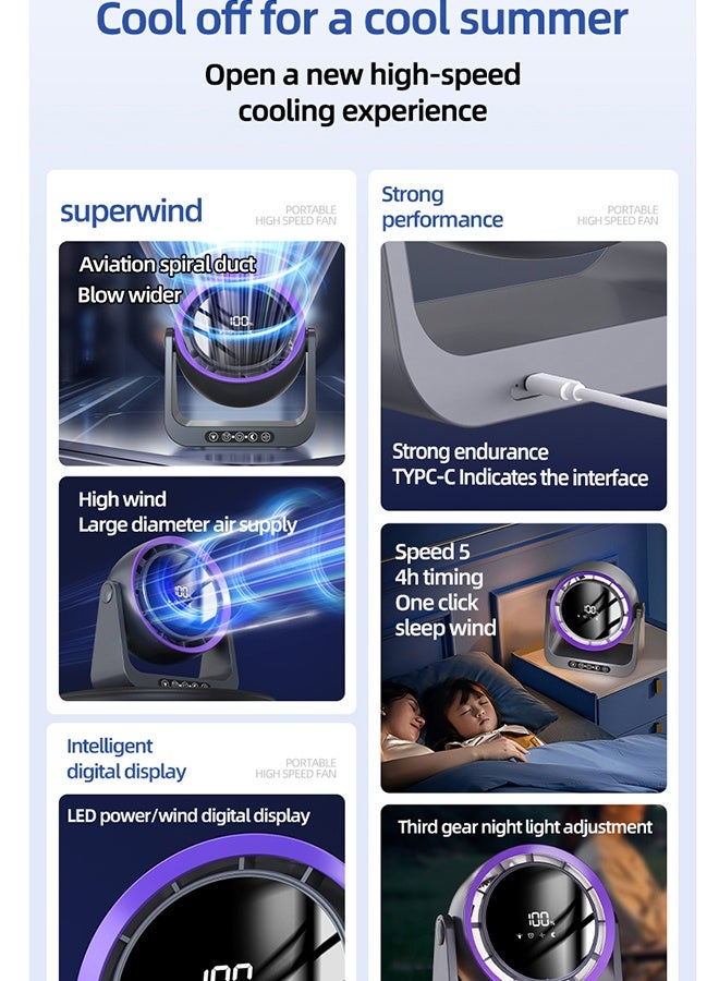 JCB CHIC Desktop Circulating Fan,Wireless Fan 90° Tilt Large Capacity Rechargeable Mini Table Fan With Remote Control Wall-mounted Fan With Nightlight(F6) - Image 3