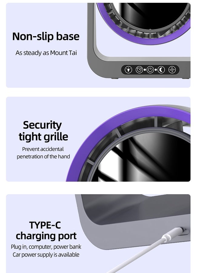 JCB CHIC Desktop Circulating Fan,Wireless Fan 90° Tilt Large Capacity Rechargeable Mini Table Fan With Remote Control Wall-mounted Fan With Nightlight(F6) - Image 4