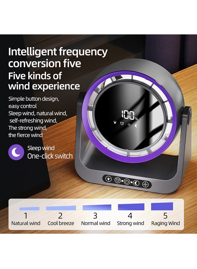 JCB CHIC Desktop Circulating Fan,Wireless Fan 90° Tilt Large Capacity Rechargeable Mini Table Fan With Remote Control Wall-mounted Fan With Nightlight(F6) - Image 5