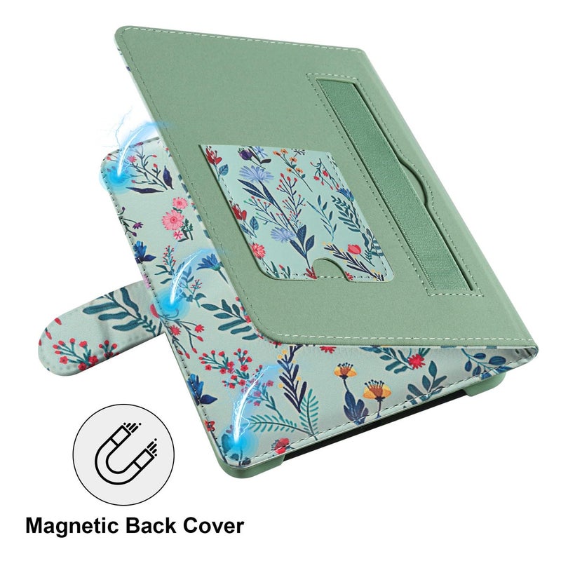 HoYiXi Universal Case for 6.8-7'' Kindle eReader Compatible with Paperwhite/Pocketbook and Tolino/Kobo Clara 2E/Kobo Clara HD,6.8" -7'' eReader Protective Cover with Built-in Card Slot,Flower - Image 5