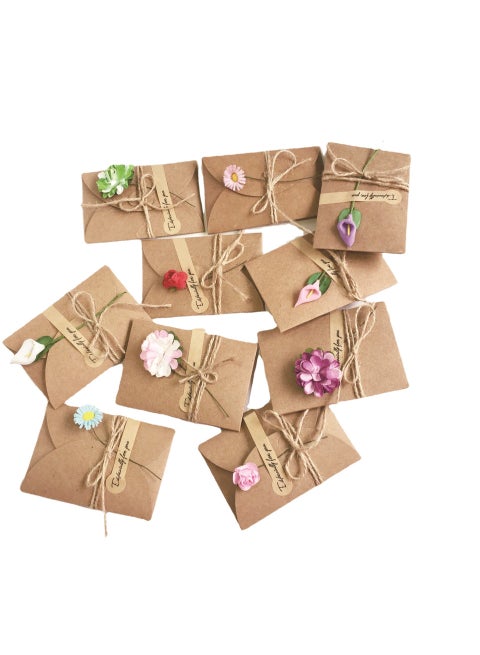 10-Piece Postcard Paper Envelopes Set Brown