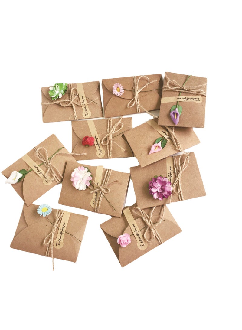 10 قطعة بطاقة بريدية ورق المظروف مجموعة البنية