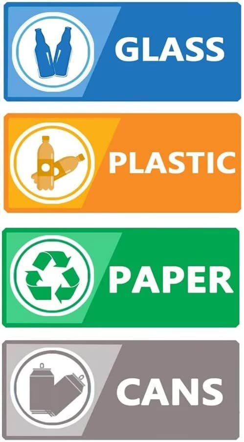 Top label Recycle Label Decal for Trash CanTrash Sorting Recycling Sticker Sign for Use in Home and Office4x2 Inch20 Pcs Per Pack