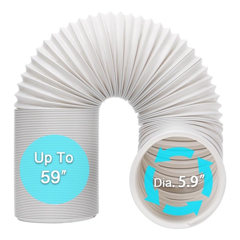 BEWAVE Portable Air Conditioner Hose Portable Exhaust Vent Hose with 59 Inch Diameter Universal Replacement AC Vent Hose Length up to 59