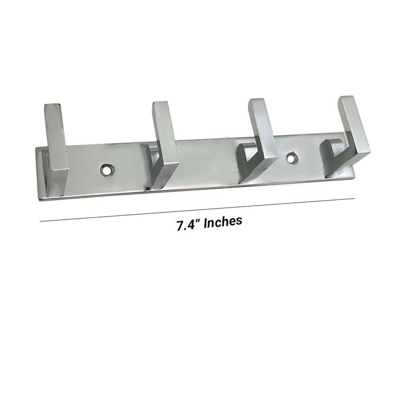 HYDERON Premium 4 Pin Chrome/Glossy Cloth Hanger, Wall Door Hooks Rail for Hanging Clothes, Bathroom Towel Hook Set (2 Pcs) - Image 2