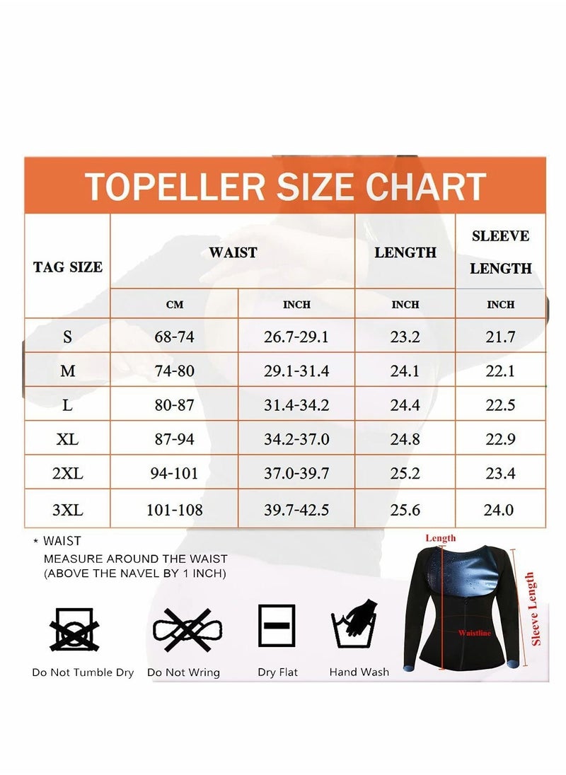 SYOSI - Sauna Suit for Women Sweat Body Shaper Jacket Hot Waist Trainer Long Sleeve Zipper Shirt Workout Top - L - Image 1