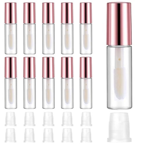 IANFAN 10 Pcs Empty Lip Gloss Tubes, 1.2ml Mini Refillable Lip Balm Bottles with Rubber Insert and Brush Clear Plastic Lip Balm Gloss Containers for Samples Lips Balms Travel Split and DIY Makeup - Image 1