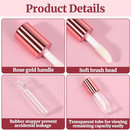 IANFAN 10 Pcs Empty Lip Gloss Tubes, 1.2ml Mini Refillable Lip Balm Bottles with Rubber Insert and Brush Clear Plastic Lip Balm Gloss Containers for Samples Lips Balms Travel Split and DIY Makeup - Image 3