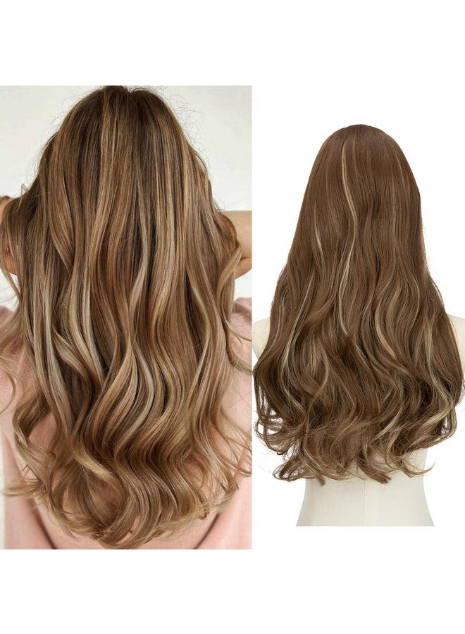 سارلا وصلات شعر SARLA الصناعية الطويلة والمموجة والمجعدة والكثيفة والمتكاملة على شكل حرف U للنساء ذوات الشعر البني/الأشقر الرمادي، 24 بوصة - Image 1