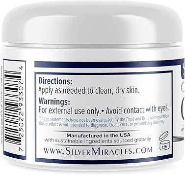 Silver Miracles Colloidal Silver Cream 4oz Colloidal Silver Skin Healing Cream Scent and Dye Free Moisturizes Dry Skin Made with 99999 Pure Silver - Image 3