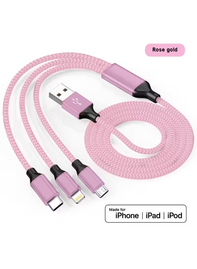 Arabash 3-in-1 Fast Charging USB Cable For IPhone, For, Type-C, Micro USB Devices, For IPhone 14/13/12/11 Pro Max SE/X/8/7/6, For, Xiaomi, Oppo, For VIVO, Redmi, OnePlus & Other For Android Smartphones - Image 1
