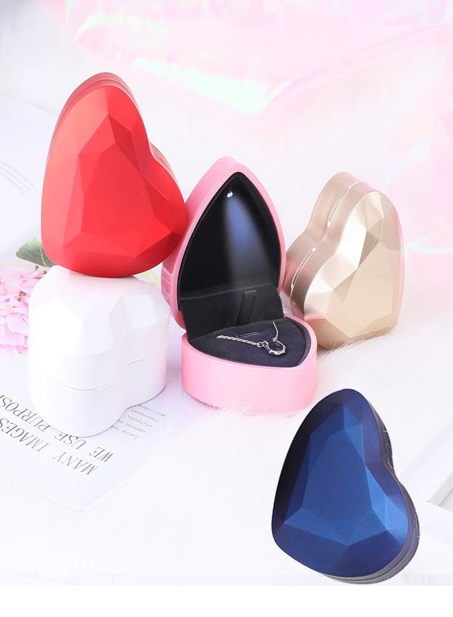 iSuperb Pendant Necklace Box with LED Light Heart Shape Jewelry Gift Box Bracelet Case for Anniversary Wedding Engagment (White) - Image 5