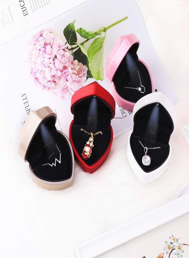 iSuperb Pendant Necklace Box with LED Light Heart Shape Jewelry Gift Box Bracelet Case for Anniversary Wedding Engagment (White) - Image 2
