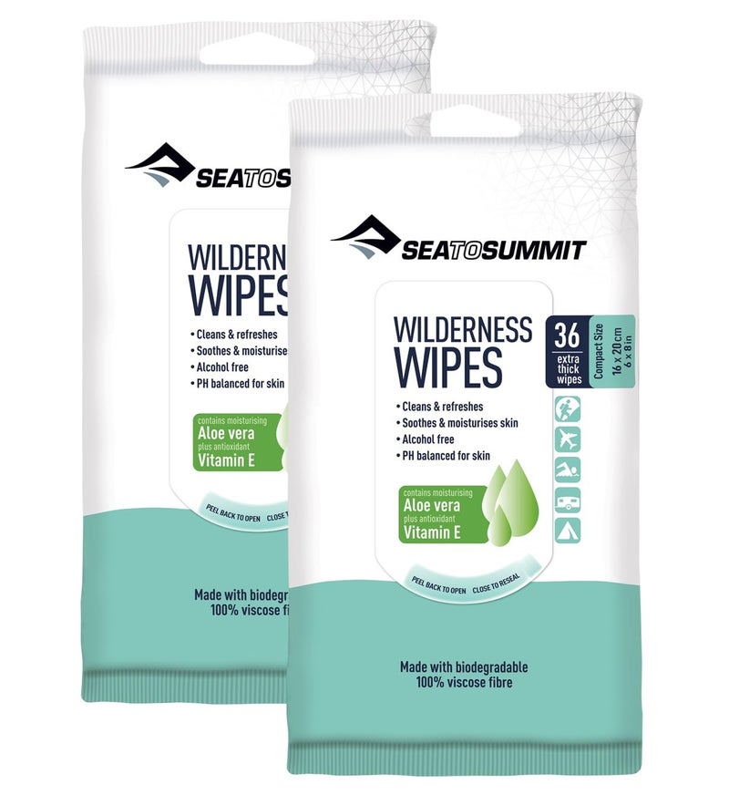 Sea to Summit Wilderness Wipes Rinse-Free Body Wipes, 2-Pack (36 wipes per pack) - Image 1