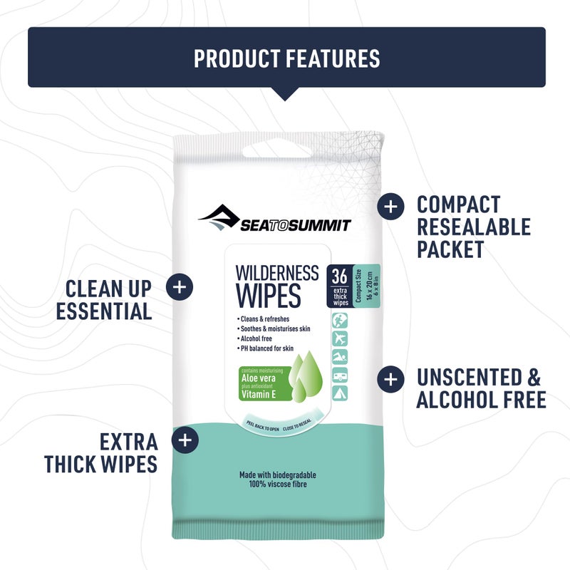 Sea to Summit Wilderness Wipes Rinse-Free Body Wipes, 2-Pack (36 wipes per pack) - Image 5