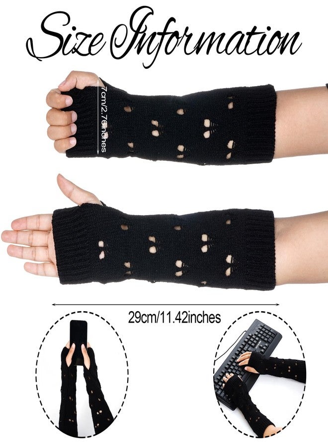 cnomg 2 Pairs Black Arm Warmers Fairy Grunge Fingerless Gloves Goth Punk Emo Gloves for Women Girls Cosplay Accessories Y2K Accessories - Image 3