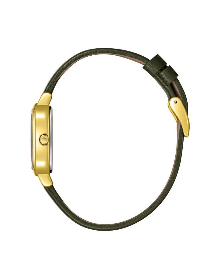Lee Cooper Women's Analog Display Watch With Dark Green Leather Strap - LC08152.177  - Image 3