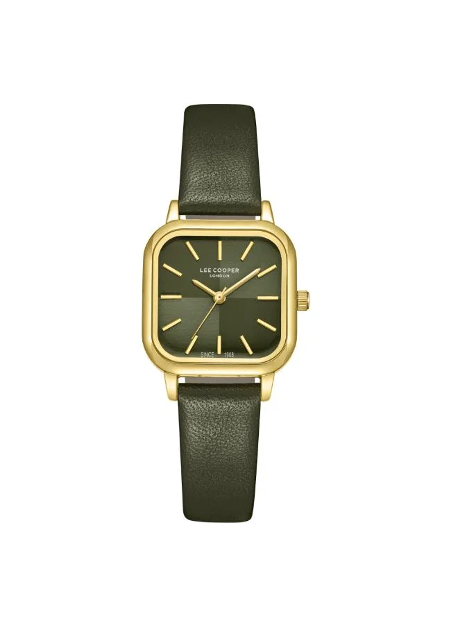 Lee Cooper Women's Analog Display Watch With Dark Green Leather Strap - LC08152.177