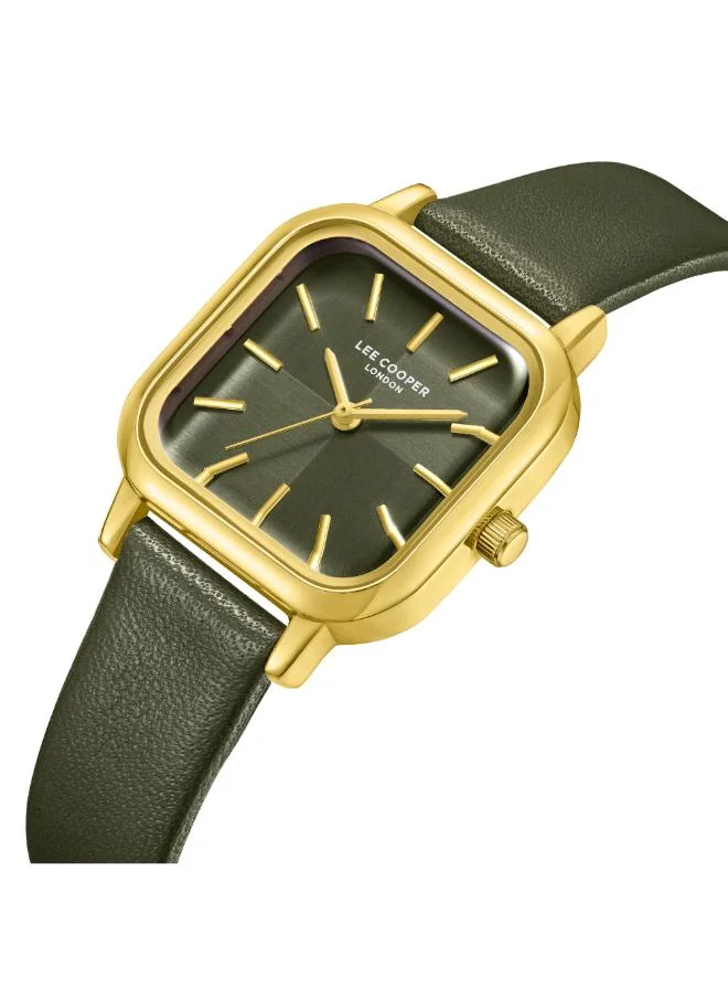 Lee Cooper Women's Analog Display Watch With Dark Green Leather Strap - LC08152.177