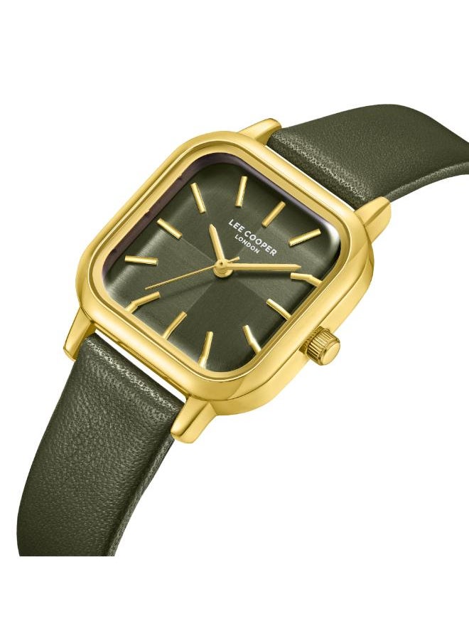 Lee Cooper Women's Analog Display Watch With Dark Green Leather Strap - LC08152.177  - Image 2