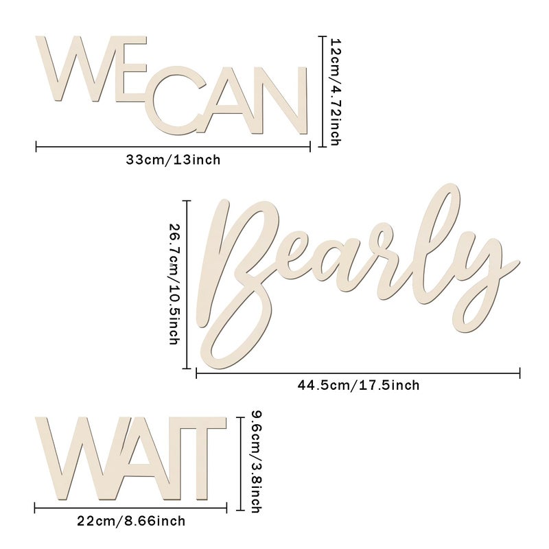 Longan Craft We Can Bearly Wait Sign Baby Shower Decorations, Large Wooden Banner We Can Bearly Wait Sign for Backdrop Gender Reveal Party Girl Boy Baby Bear Theme Party Decoration - Image 2