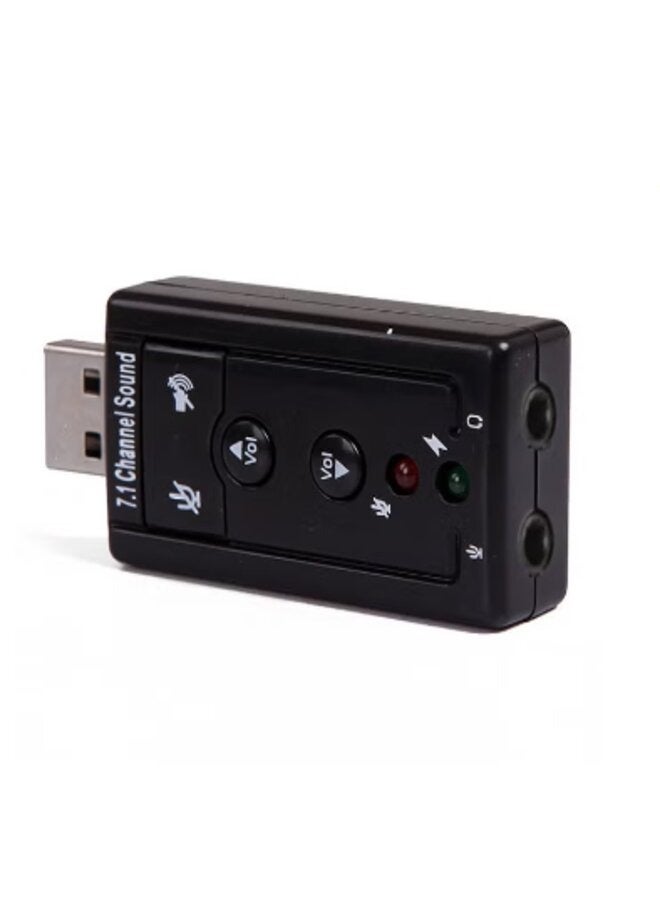 محول صوت لبطاقة الصوت الخارجية USB بقناة 7.1 باللون الأسود - Image 3