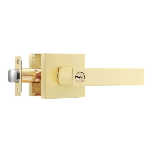 Leydebong 1 Pack Gold Door Lock, Keyed Entry Door Knob with Lock, Interior and Exterior Door Lock, Heavy Duty Brushed Gold Door Handles for Entrance with Keys - Image 1