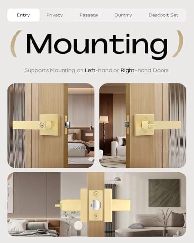 Leydebong 1 Pack Gold Door Lock, Keyed Entry Door Knob with Lock, Interior and Exterior Door Lock, Heavy Duty Brushed Gold Door Handles for Entrance with Keys - Image 4