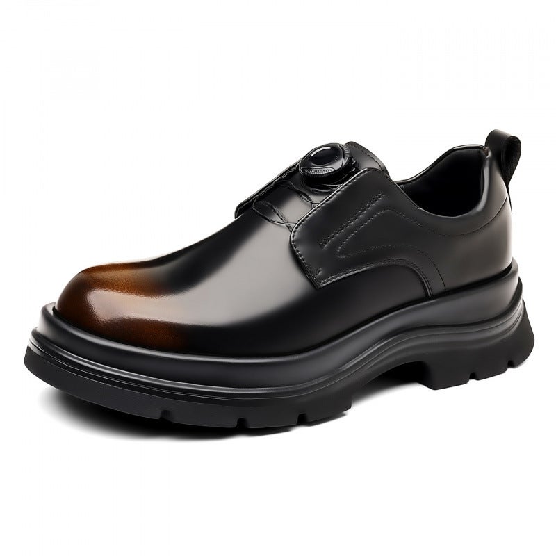 Rotating Button Men'S Shoes Autumn Slip-On Thick-Soled Casual Leather Shoes Men'S Business Formal Derby Shoes - Image 5