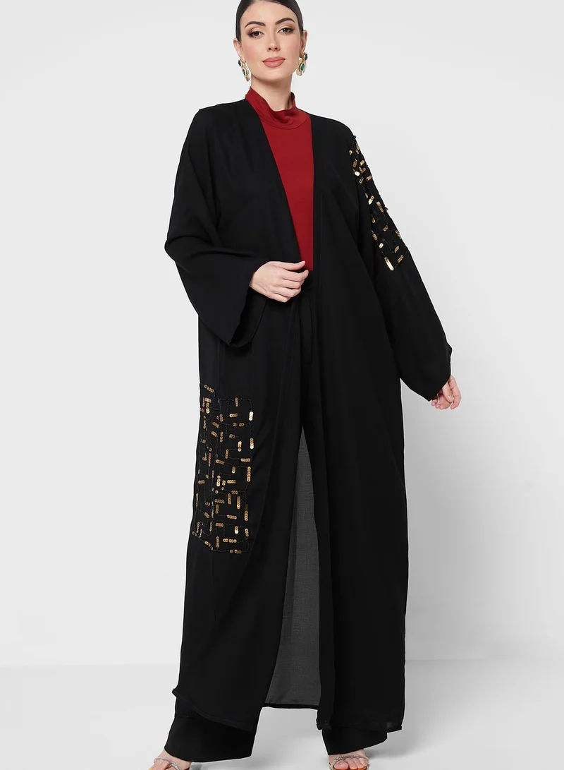 hayas closet V-Neck Embellished Abaya