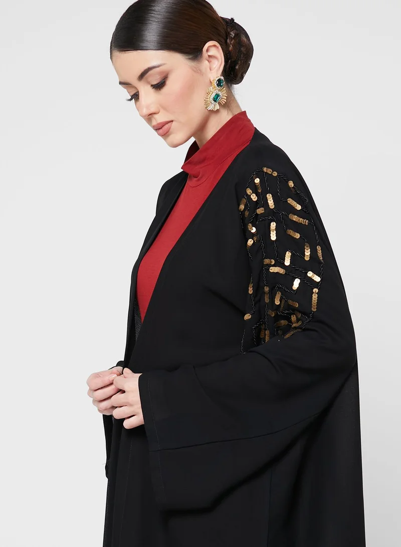 hayas closet V-Neck Embellished Abaya