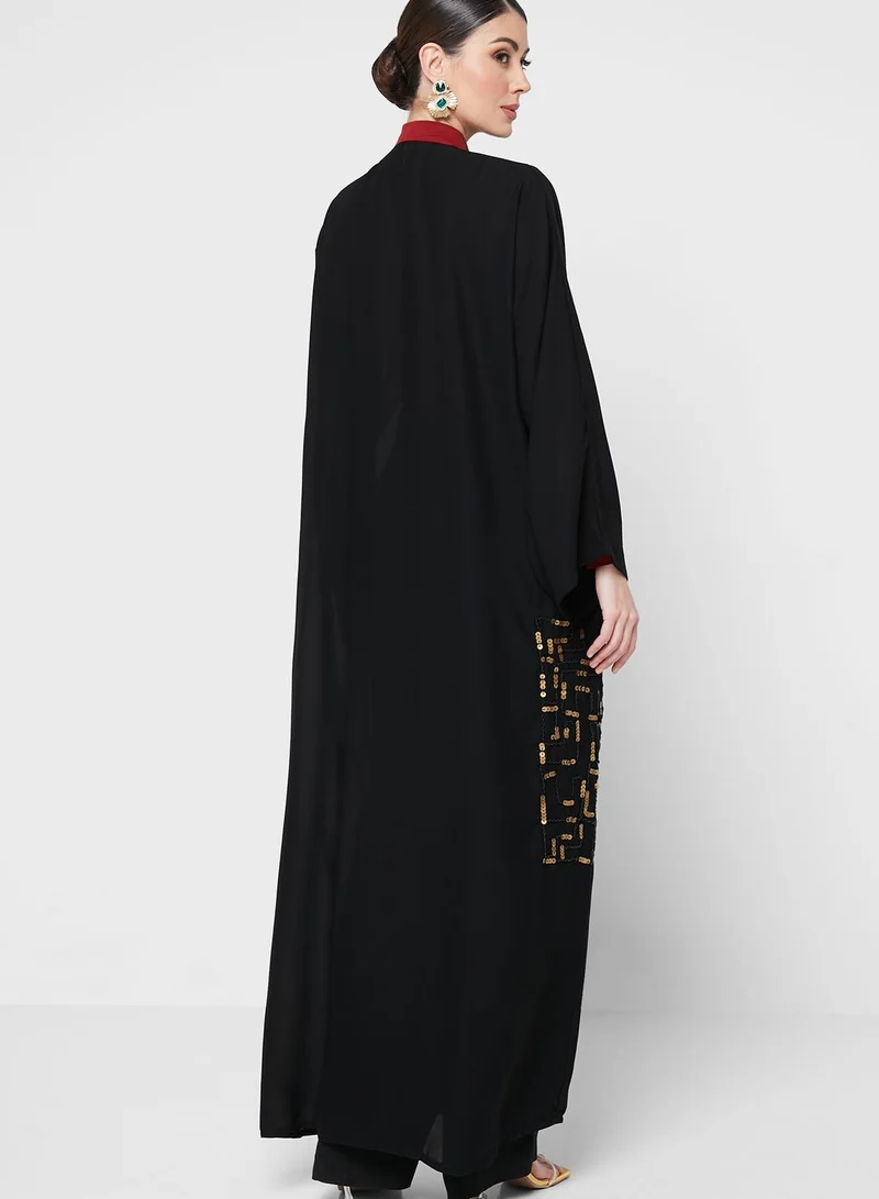 hayas closet V-Neck Embellished Abaya
