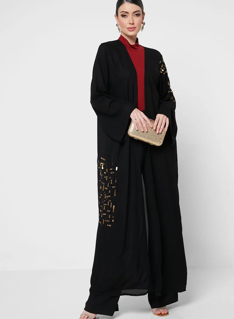 hayas closet V-Neck Embellished Abaya